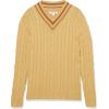 imageAmazon Essentials Mens Cable Knit VNeck SweaterTan