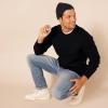 imageAmazon Essentials Mens LongSleeve 100 Cotton Fisherman Cable Crewneck SweaterBlack