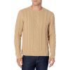 imageAmazon Essentials Mens LongSleeve 100 Cotton Fisherman Cable Crewneck SweaterCamel