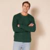 imageAmazon Essentials Mens LongSleeve 100 Cotton Fisherman Cable Crewneck SweaterDark Green