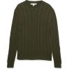 imageAmazon Essentials Mens LongSleeve 100 Cotton Fisherman Cable Crewneck SweaterDark Olive