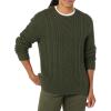 imageAmazon Essentials Mens LongSleeve 100 Cotton Fisherman Cable Crewneck SweaterDark Olive