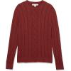 imageAmazon Essentials Mens LongSleeve 100 Cotton Fisherman Cable Crewneck SweaterOxblood