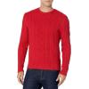 imageAmazon Essentials Mens LongSleeve 100 Cotton Fisherman Cable Crewneck SweaterRed