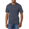 imageAmazon Essentials Mens Short Sleeve TShirts SlimFit Crewneck Pack of 2Grey HeatherNavy Stripe