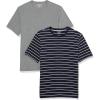 imageAmazon Essentials Mens Short Sleeve TShirts SlimFit Crewneck Pack of 2Grey HeatherNavy Stripe
