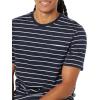 imageAmazon Essentials Mens TShirts RegularFit ShortSleeve Crewneck Pocket Pack of 2Grey HeatherNavy Stripe