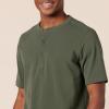 imageAmazon Essentials Short Sleeve Henley Shirt for Men  RegularFit Pique Available in Big ampamp Tall Pack of 2BlackOlive