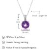 imageAmazon Essentials Sterling Silver Round Cut Birthstone Pendant Necklace 18quotPurple Amethyst  February