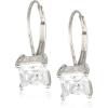 imageAmazon Essentials Sterling Silver Round Cut Cubic Zirconia Leverback EarringsPlatinum
