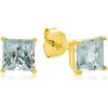 imageAmazon Essentials 10K Yellow Gold Princess cut Stud Earrings 5mm7mmBlue Aquamarine