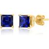 imageAmazon Essentials 10K Yellow Gold Princess cut Stud Earrings 5mm7mmBlue Sapphire