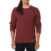 imageAmazon Essentials Mens LongSleeve 100 Cotton Fisherman Cable Crewneck SweaterOxblood