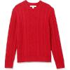 imageAmazon Essentials Mens LongSleeve 100 Cotton Fisherman Cable Crewneck SweaterRed