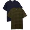imageAmazon Essentials Mens TShirts RegularFit ShortSleeve Crewneck Pocket Pack of 2NavyOlive Stripe