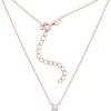 imageAmazon Essentials Necklace for Women 14K Brass Chain with Cubic Zirconia Solitaire PendantRose Gold