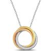 imageAmazon Essentials Yellow and Rose 14K Gold over Sterling Silver 02 cttw Round White Diamonds Circle Pendant Necklace 18 inch Rolo Chain