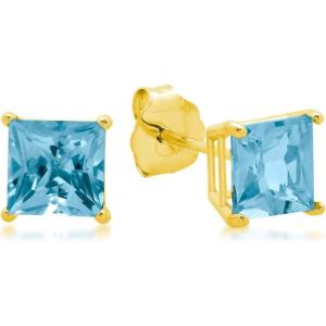 imageAmazon Essentials 10K Yellow Gold Princess cut Stud Earrings 5mm7mmSwiss Blue