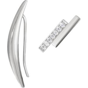 imageAmazon Essentials 14K Gold or Rhodium Plated Stud Earrings Set of 2Silver