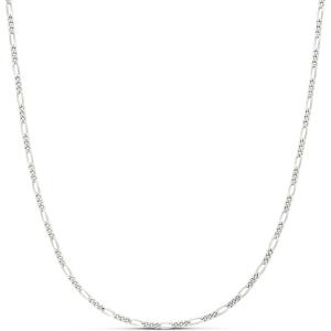 imageAmazon Essentials 14k Gold or Sterling Silver Plated Figaro Chain 16quot 18quot 20quot or 24quotSilver
