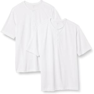 imageAmazon Essentials Henley Shirts for Men Short Sleeve QuickDry Jersey RegularFit 2PackWhite