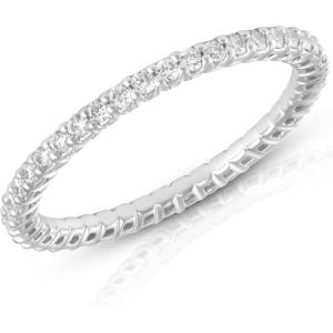imageAmazon Essentials IGI Certified Lab Grown Diamond Eternity Band in Solid 14k Gold VS1VS2 Clarity GH Color  Eternity Ring  Stackable Rings for WomenWhite Gold