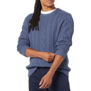 imageAmazon Essentials Mens LongSleeve 100 Cotton Fisherman Cable Crewneck SweaterDark Blue