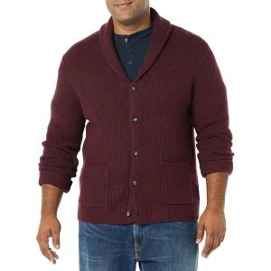 imageAmazon Essentials Mens LongSleeve Soft Touch Shawl Collar CardiganBurgundy