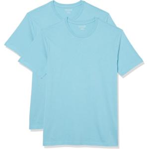 imageAmazon Essentials Mens Short Sleeve TShirts SlimFit Crewneck Pack of 2Aqua Blue