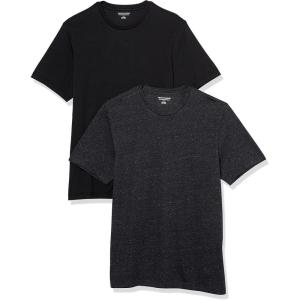 imageAmazon Essentials Mens Short Sleeve TShirts SlimFit Crewneck Pack of 2BlackCharcoal Heather
