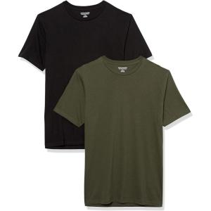 imageAmazon Essentials Mens Short Sleeve TShirts SlimFit Crewneck Pack of 2BlackDark Olive