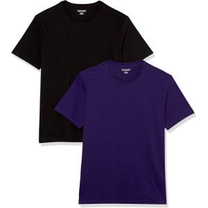 imageAmazon Essentials Mens Short Sleeve TShirts SlimFit Crewneck Pack of 2BlackDark Purple