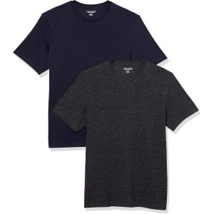 imageAmazon Essentials Mens Short Sleeve TShirts SlimFit Crewneck Pack of 2Charcoal HeatherNavy