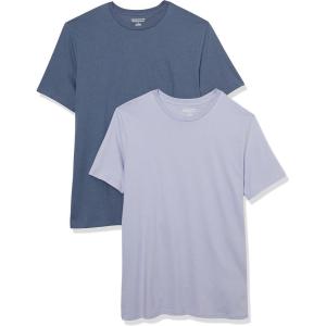 imageAmazon Essentials Mens Short Sleeve TShirts SlimFit Crewneck Pack of 2Dark BlueLavender