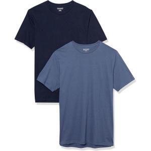 imageAmazon Essentials Mens Short Sleeve TShirts SlimFit Crewneck Pack of 2Dark BlueNavy