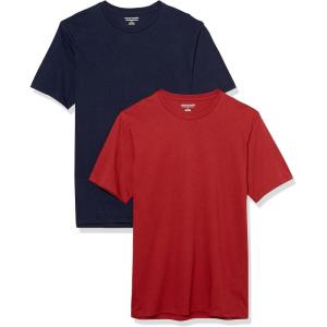 imageAmazon Essentials Mens Short Sleeve TShirts SlimFit Crewneck Pack of 2Dark RedNavy