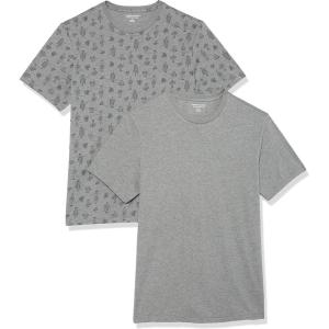 imageAmazon Essentials Mens Short Sleeve TShirts SlimFit Crewneck Pack of 2Grey CactusHeather