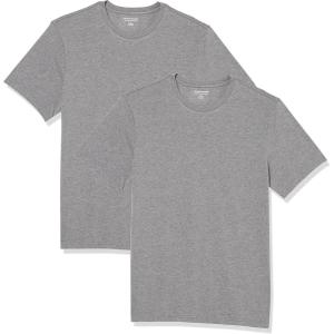imageAmazon Essentials Mens Short Sleeve TShirts SlimFit Crewneck Pack of 2Grey Heather