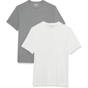 imageAmazon Essentials Mens Short Sleeve TShirts SlimFit Crewneck Pack of 2Grey HeatherWhite