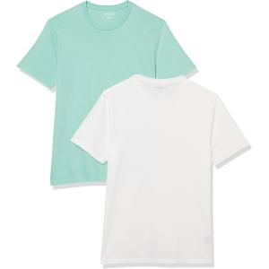 imageAmazon Essentials Mens Short Sleeve TShirts SlimFit Crewneck Pack of 2Mint GreenWhite