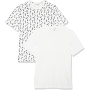 imageAmazon Essentials Mens Short Sleeve TShirts SlimFit Crewneck Pack of 2Pineapple PrintWhite