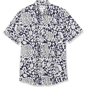imageAmazon Essentials Mens ShortSleeve VNeck TShirts Pack of 2Black White Floral