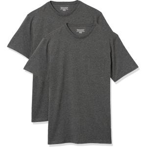 imageAmazon Essentials Mens TShirts RegularFit ShortSleeve Crewneck Pocket Pack of 2Charcoal Heather