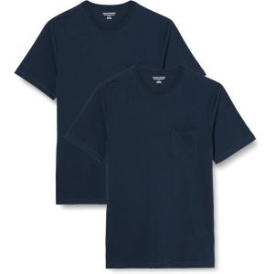 imageAmazon Essentials Mens TShirts RegularFit ShortSleeve Crewneck Pocket Pack of 2Navy