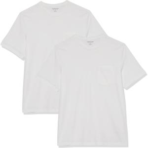 imageAmazon Essentials Mens TShirts RegularFit ShortSleeve Crewneck Pocket Pack of 2White