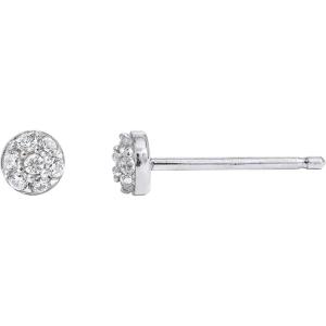 imageAmazon Essentials Rhodium Plated Sterling Silver Small Dainty Cubic Zirconia Pave Disc EarringsSilver