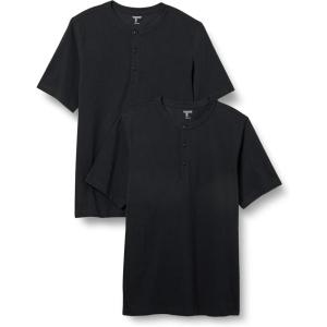 imageAmazon Essentials Short Sleeve Henley Shirt for Men  RegularFit Pique Available in Big ampamp Tall Pack of 2Black