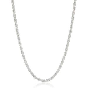 imageAmazon Essentials Sterling Silver Diamond Cut Rope Chain NecklaceSilver