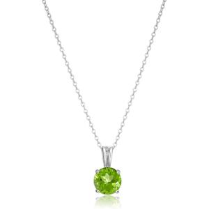 imageAmazon Essentials Sterling Silver Round Cut Birthstone Pendant Necklace 18quotGreen Peridot  August