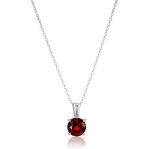 imageAmazon Essentials Sterling Silver Round Cut Birthstone Pendant Necklace 18quotRed Garnet  January